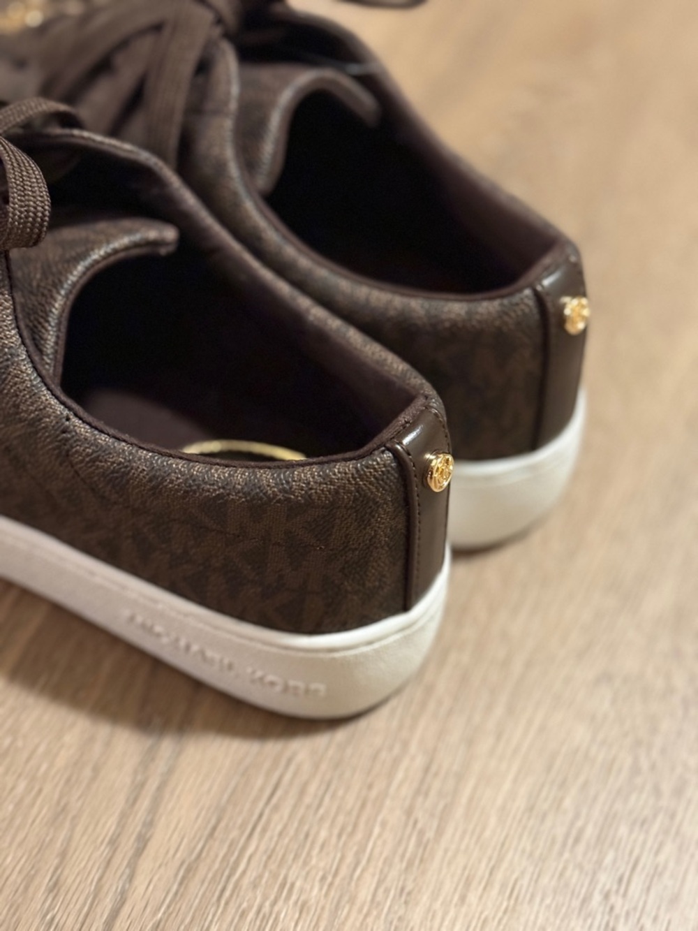 Michael Kors Chocolate Brown MK Logo Low-Top Sneakers - Picture 7 of 12